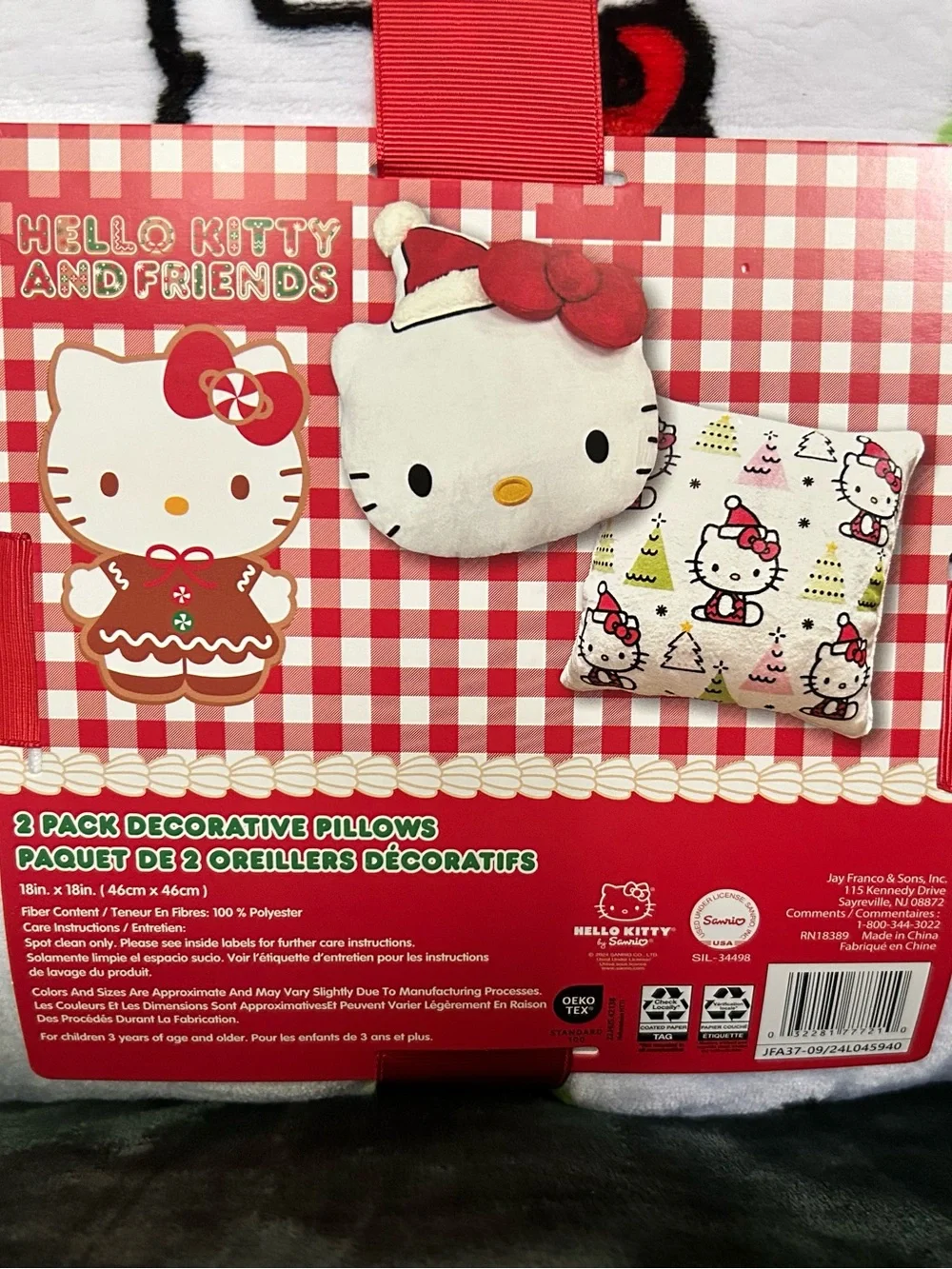 2pk Hello Kitty Holiday 18inch square pillow and shaped head pillow
